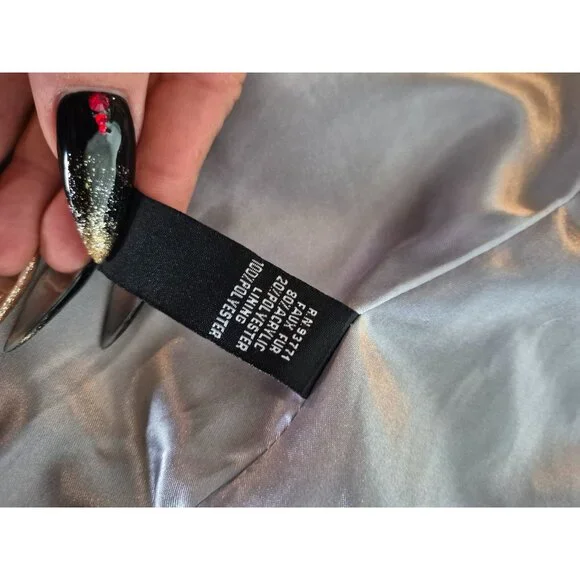 Kaktus Gray Faux Fur Vest Size L - Picture 4 of 6